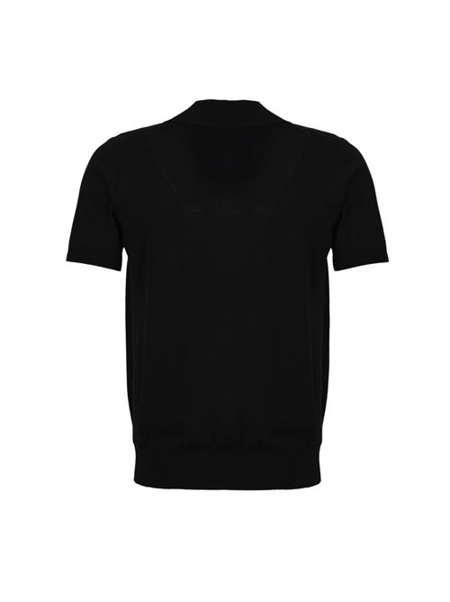 Polo in crepe di cotone Nero Alpha studio | AU-5041B1002